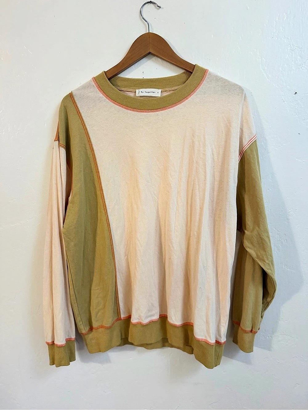 By Together Contrast Stitch Sweater Color Block Small